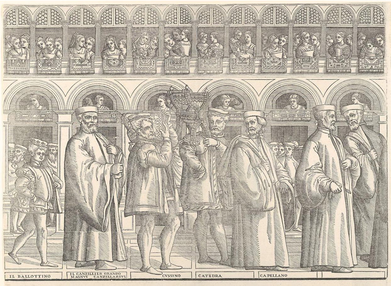 Panel of Matteo Pagan’s “Procession of the Doge in Venice on Palm Sunday” 1556